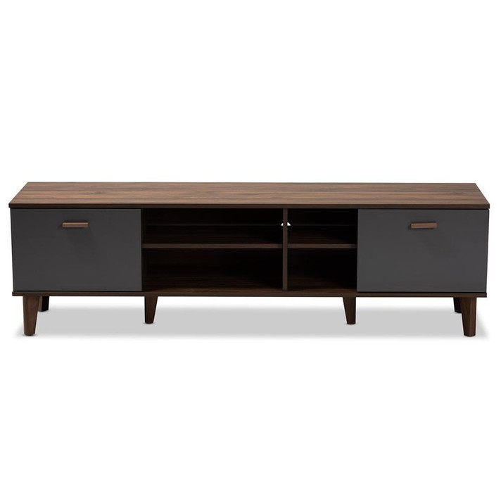 Makoto Mid Century Walnut and Gray Wood TV Stand Makoto Mid Century Walnut and Gray Wood TV Stand