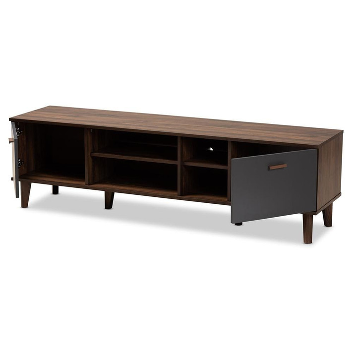 Makoto Mid Century Walnut and Gray Wood TV Stand