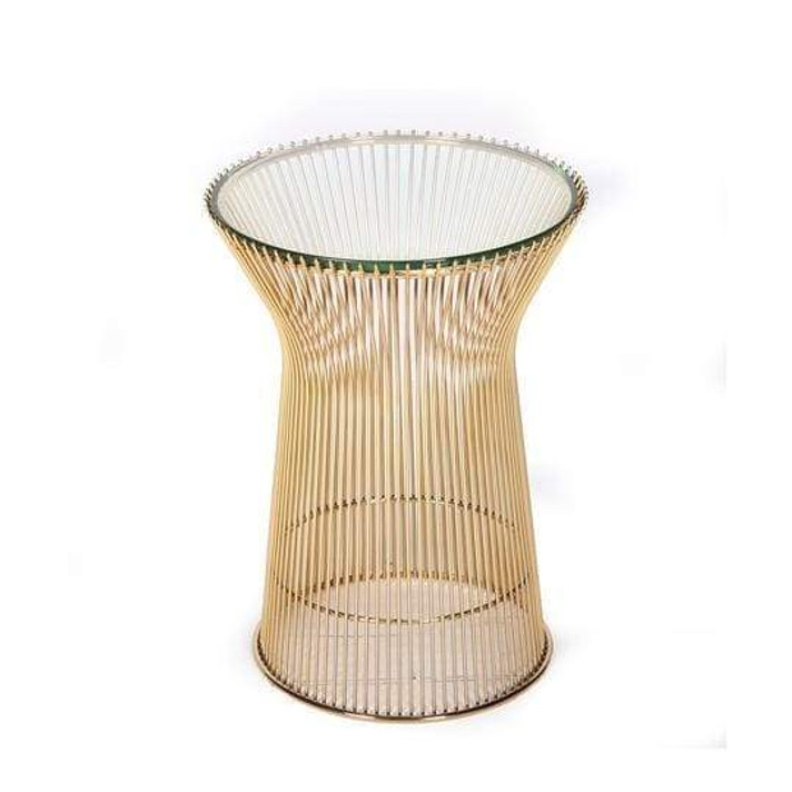 Platner Side Table, Gold, Glass Top