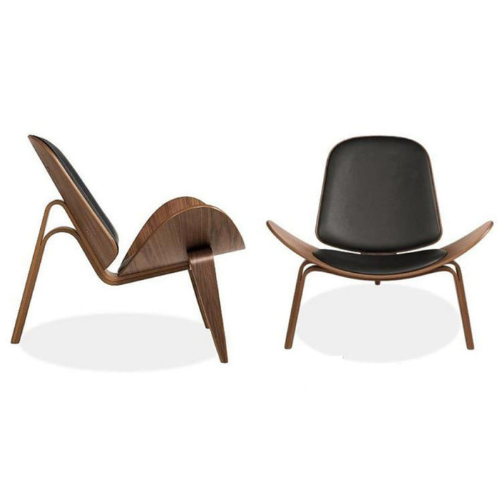 Wegner Shell Chair, Black and Walnut