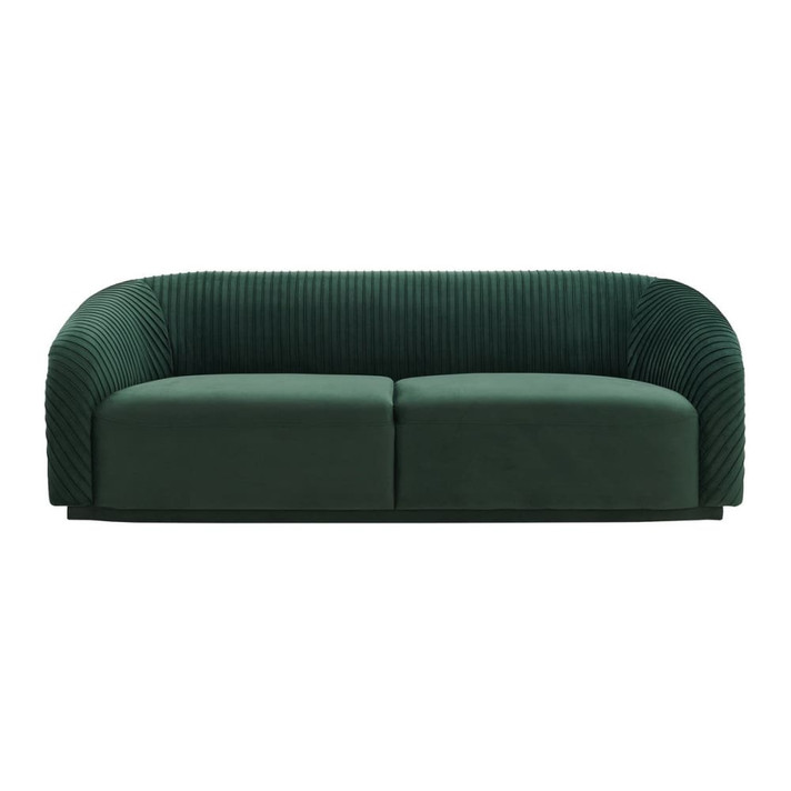 Nyla Pleated Green Velvet Sofa