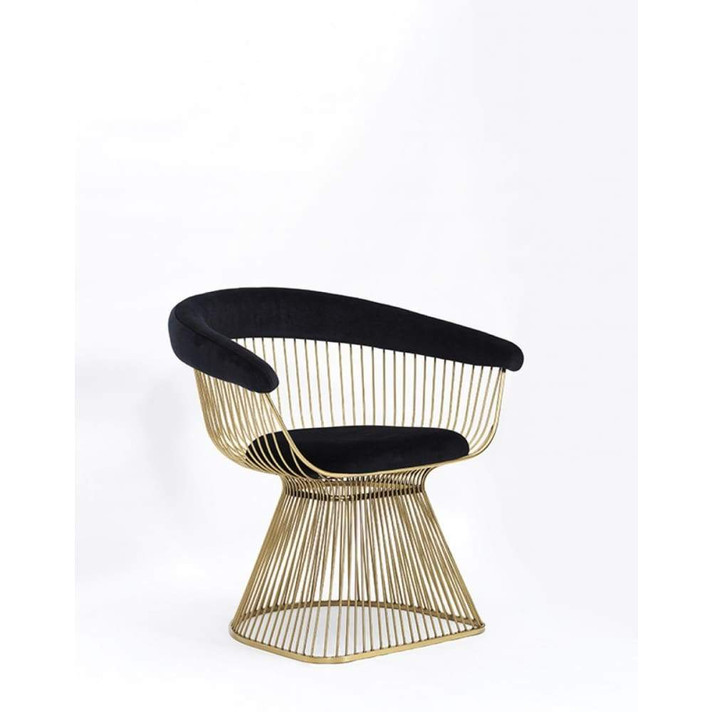 Platner Dining Chair Gold, Black Velvet