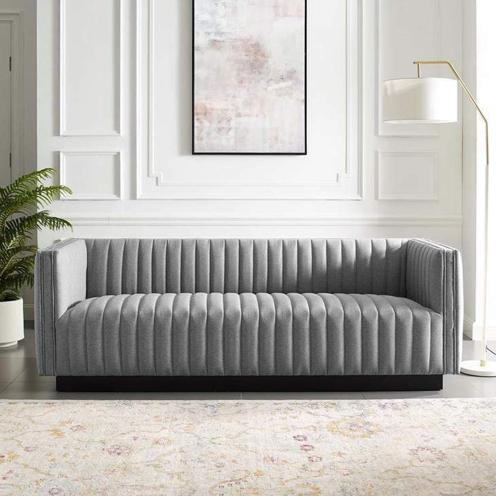 Juncture Upholstered Fabric Sofa , Gray