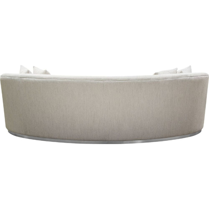 Raven Curved Sofa in Light Cream Fabric and Brushed Silver