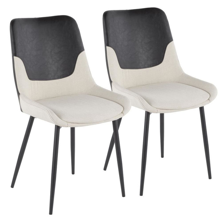 Vane Two Toned Chair Cream, Black, Set of 2