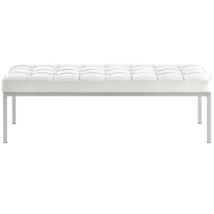 Loft Leather Bench, White