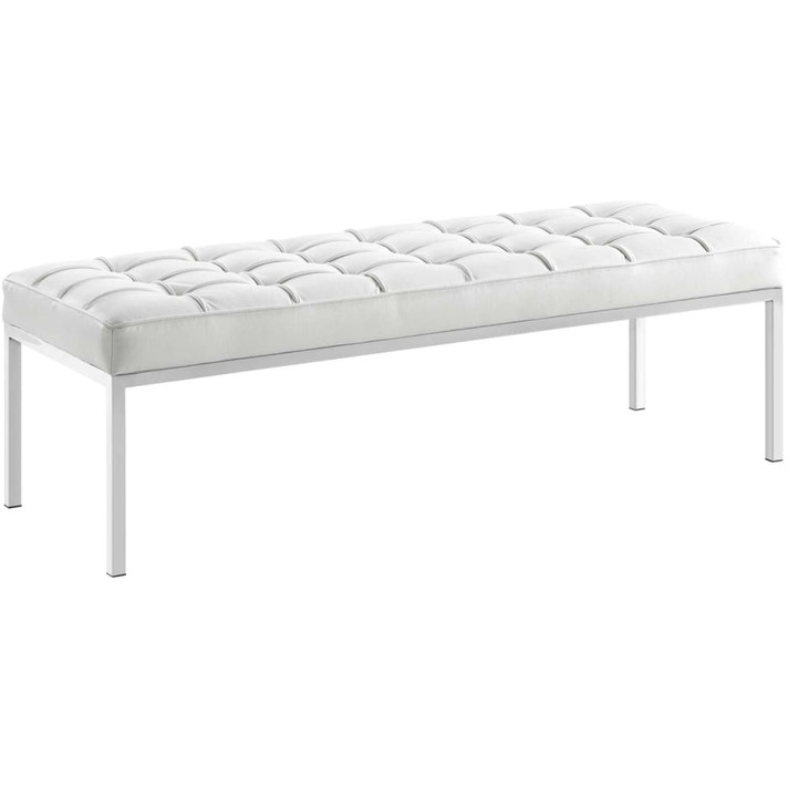 Loft Leather Bench, White Loft Leather Bench, White