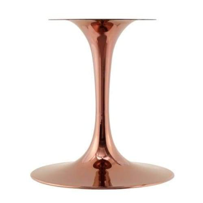 Pedestal Design 78" Oval Natural Wood Dining Table, Rose Gold Base