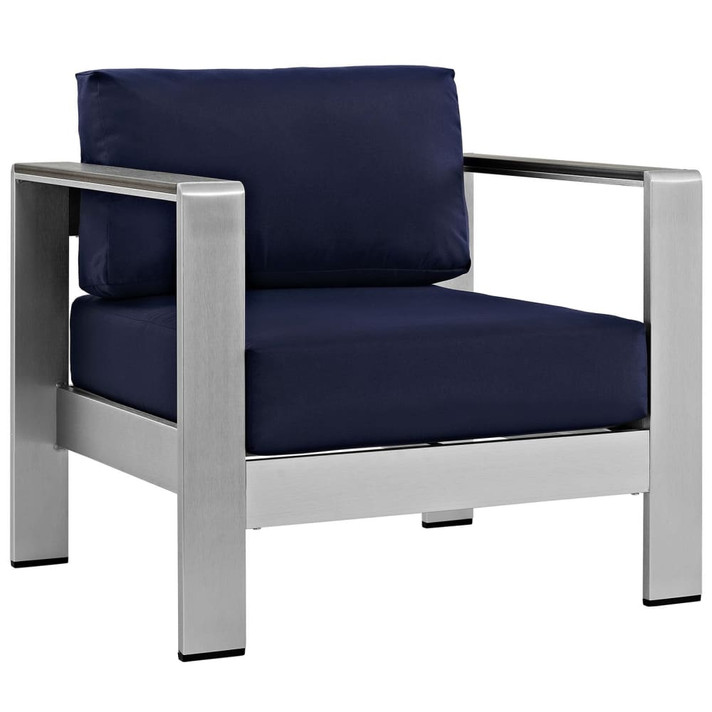 Shore Outdoor Patio Aluminum Armchair, Navy