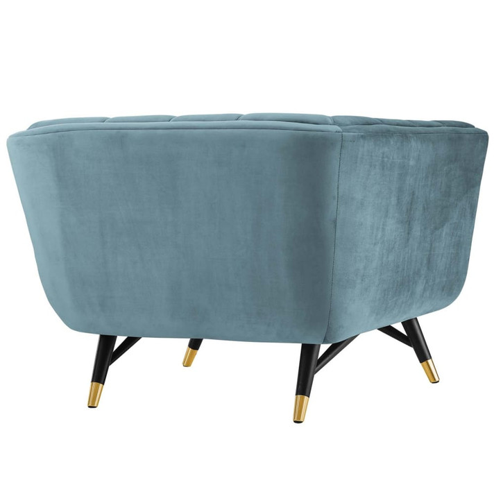 Adept Upholstered Velvet Armchair, Sea Blue