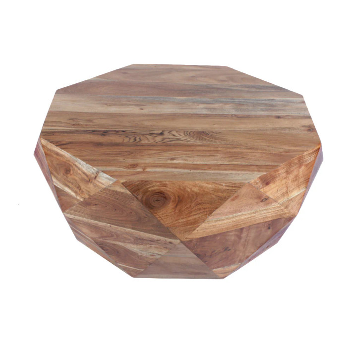 Mango Wood Natural Brown Diamond Geometric Coffee Table