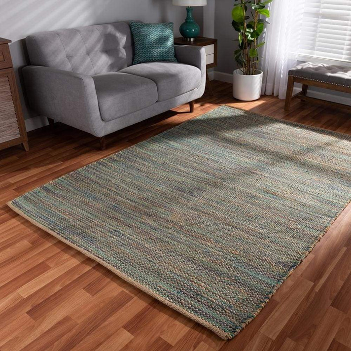 Detroit Handwoven Hemp Blend Rug, Blue