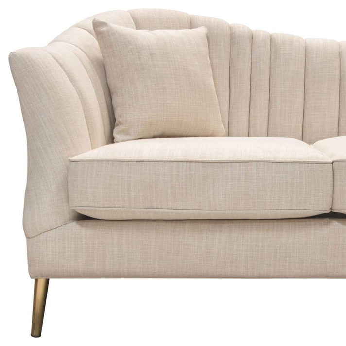 Ava Sofa in Sand Linen Fabric w/ Gold Leg