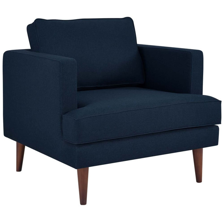 Agile Upholstered Fabric Armchair, Blue