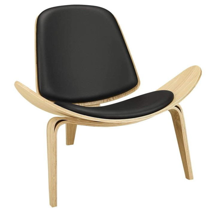 Arch Shell Chair, Black on Oak