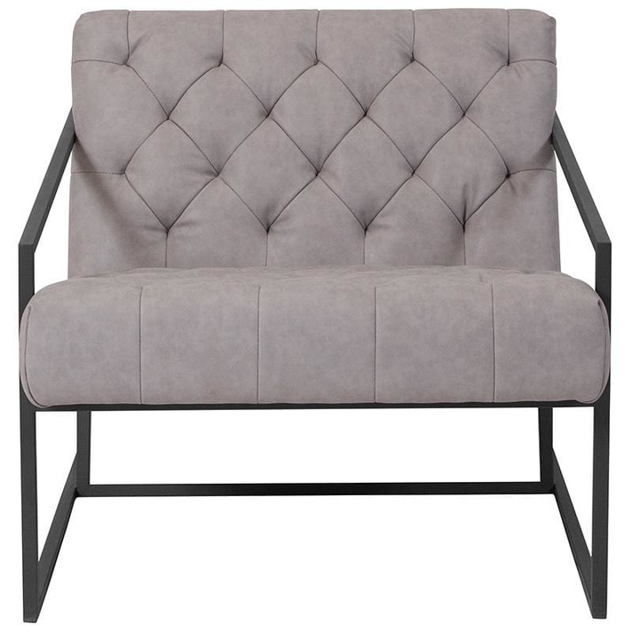 Elliot Leather Tufted Lounge Chair, Retro Grey
