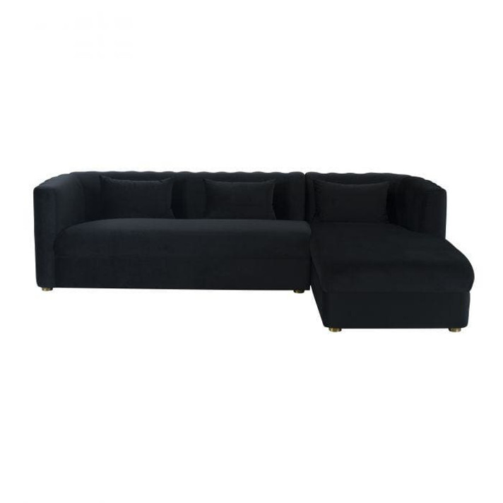 Calvin Black Velvet Sectional - RAF