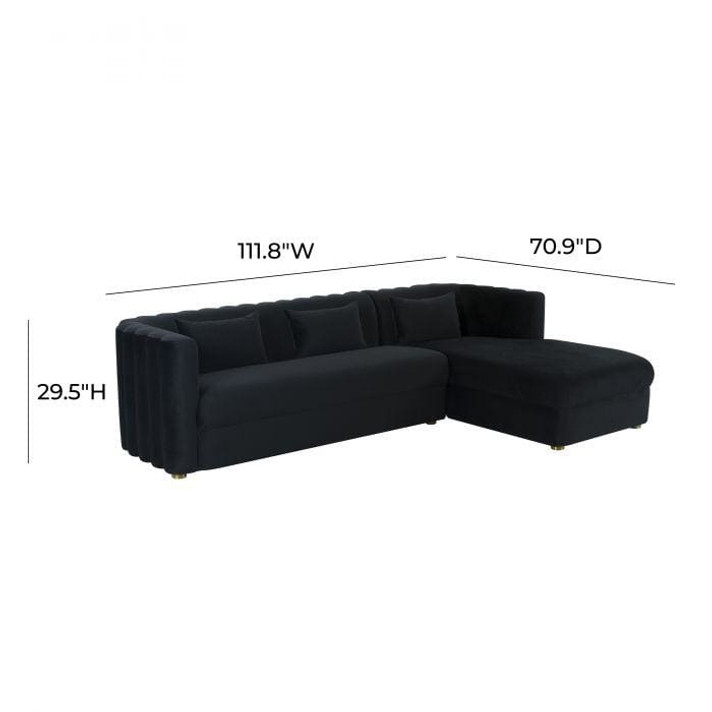 Calvin Black Velvet Sectional - RAF