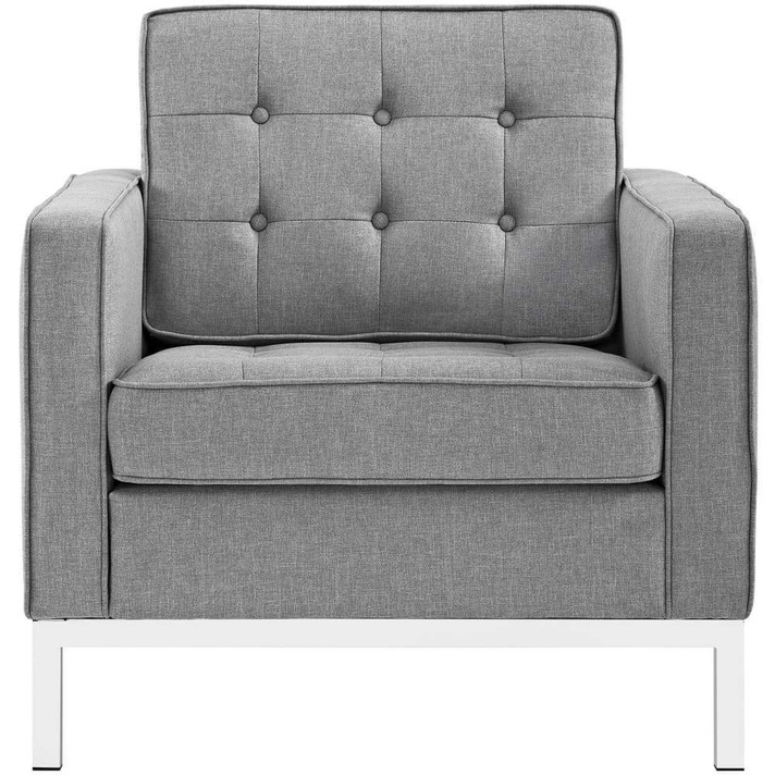 Loft Upholstered Fabric Armchair, Light Gray