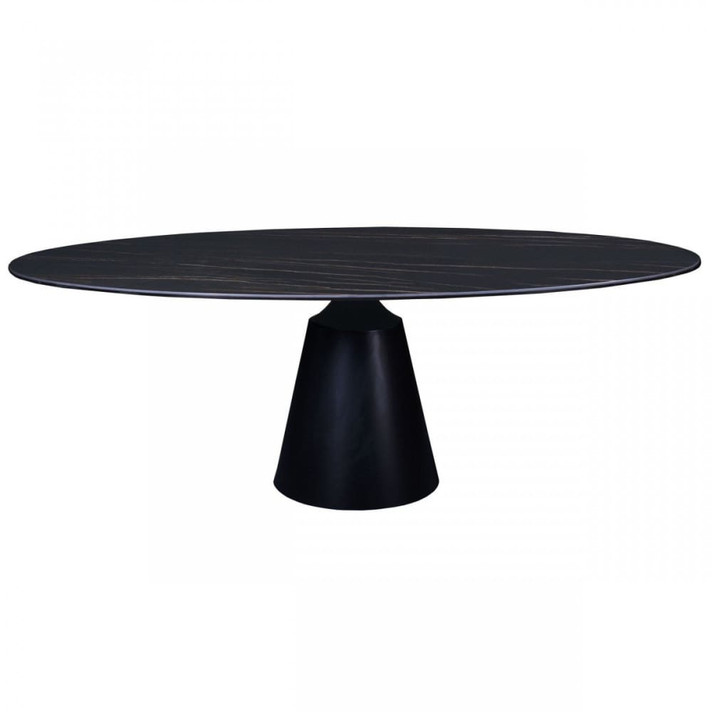 Edith Modern Oval Black Ceramic Dining Table