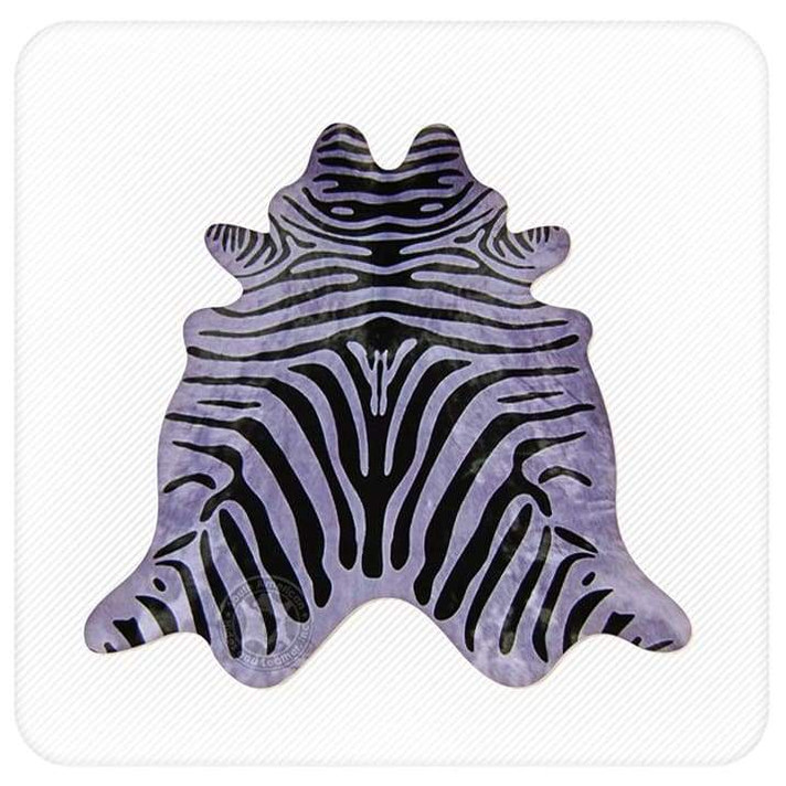 Printed Zebra On Dyed Purple Cowhide