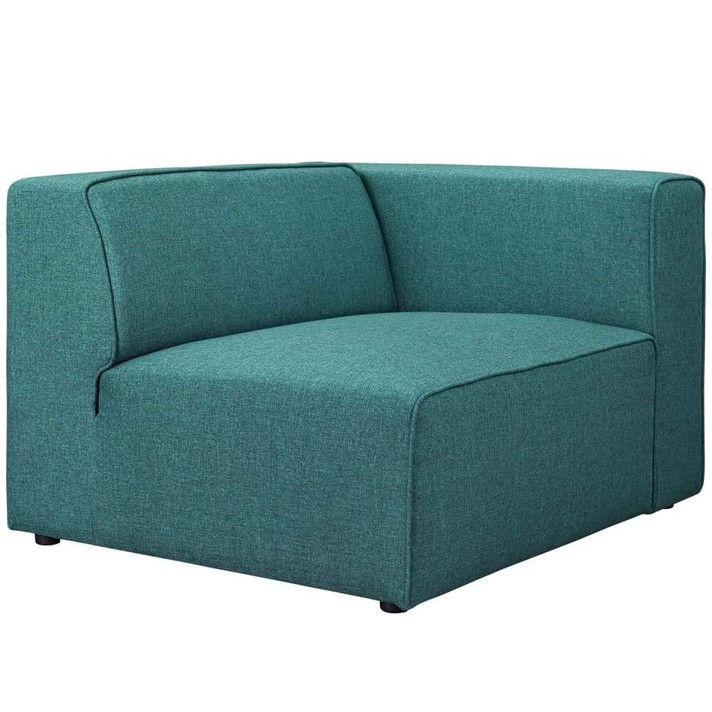 Mingle 5 Piece Upholstered Fabric Sectional Sofa Set, Teal