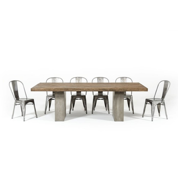 Relent Modern Oak & Concrete Dining Table, 94"