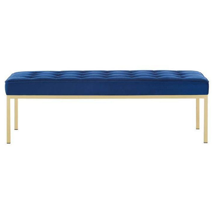 Loft Large Gold Leg Velvet Bench, Navy Loft Large Gold Leg Velvet Bench, Navy