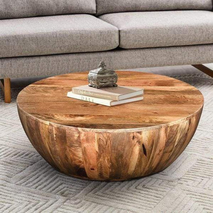 Mango Wood Drum Coffee Table