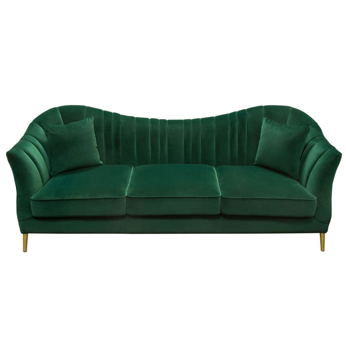 Ava Sofa in Emerald Green Velvet w/ Gold Leg