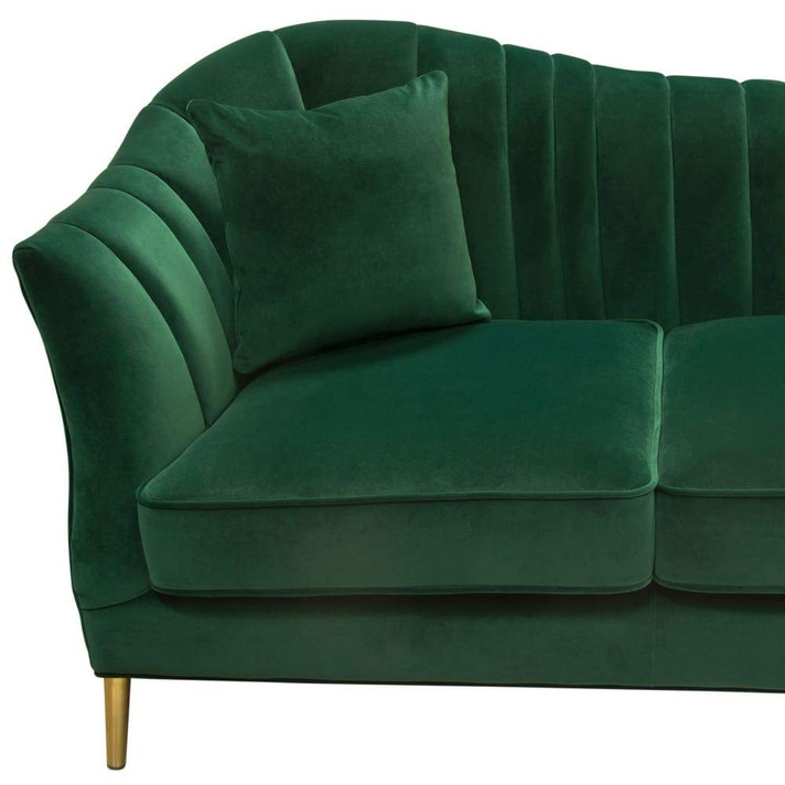 Ava Sofa in Emerald Green Velvet w/ Gold Leg