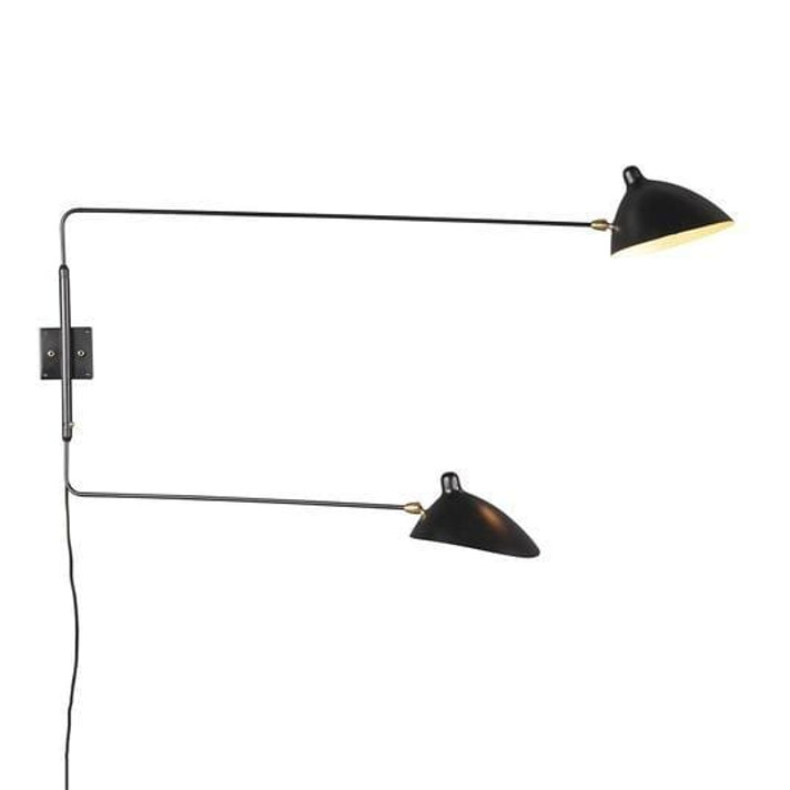 Mouille Edition Two Arm Wall Sconce, Long Arm, Black Mouille Edition Two Arm Wall Sconce, Long Arm, Black