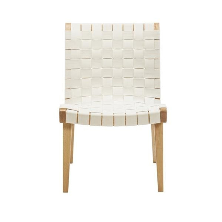 Risom Lounge Chair & Ottoman White, Natural