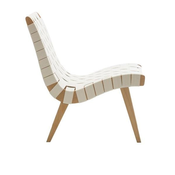 Risom Lounge Chair & Ottoman White, Natural Risom Lounge Chair & Ottoman White, Natural