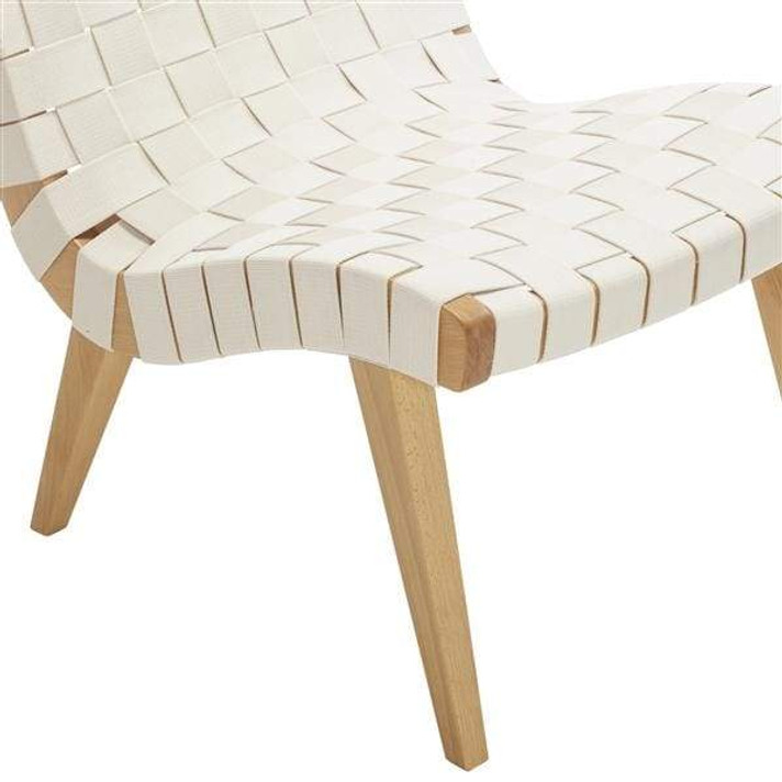 Risom Lounge Chair & Ottoman White, Natural