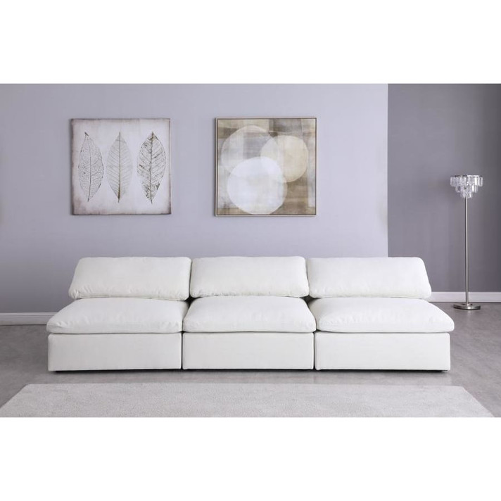 Portland Linen Deluxe Cloud Modular Down Filled Overstuffed 117" Armless Sofa, Cream