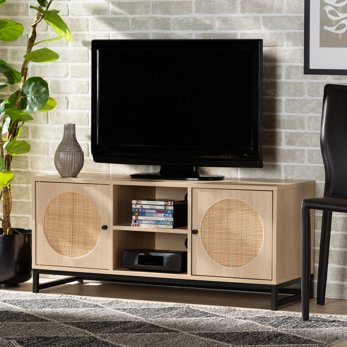 Ladonna Rattan Bohemian TV Stand, Natural