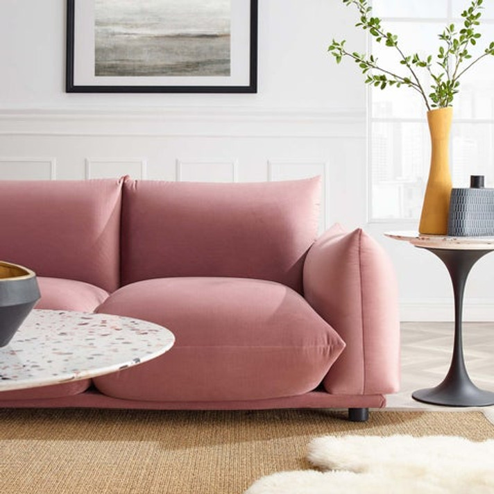 Copine Performance Velvet Sofa Dusty Rose