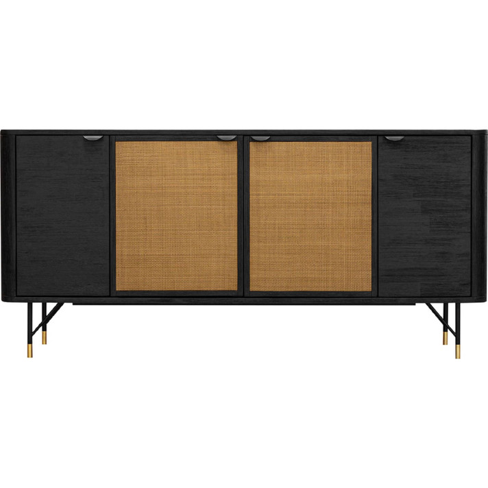 Sarah Sideboard Buffet in Black Acacia with Rattan