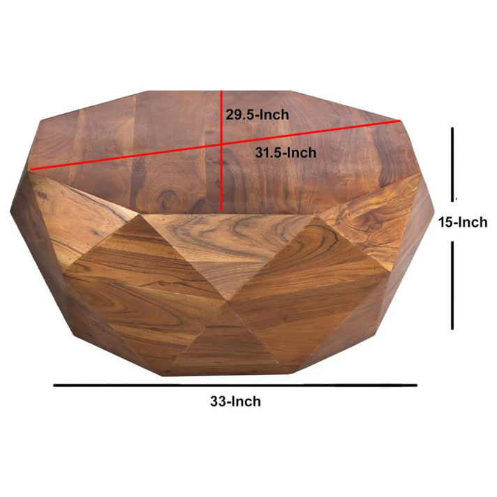 Mango Dark Wood Diamond Geometric Coffee Table