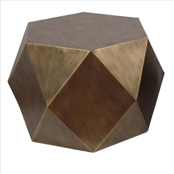 Hexagon Gold Metal Tables, Set of 2