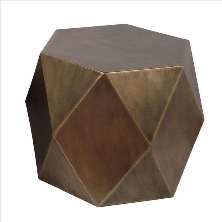 Hexagon Gold Metal Tables, Set of 2