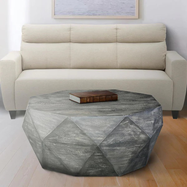 Amberlyn Diamond Wood Frame Coffee Table, Gray