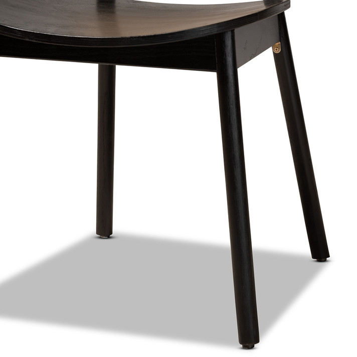 Helen Rattan Weave Dining Chair, Black Wood, Set of 2