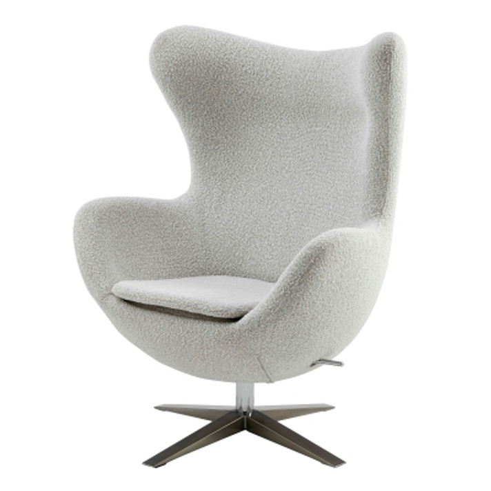 Maxwell Swivel Rocker Egg Chair Chrome Legs, Boucle Beige