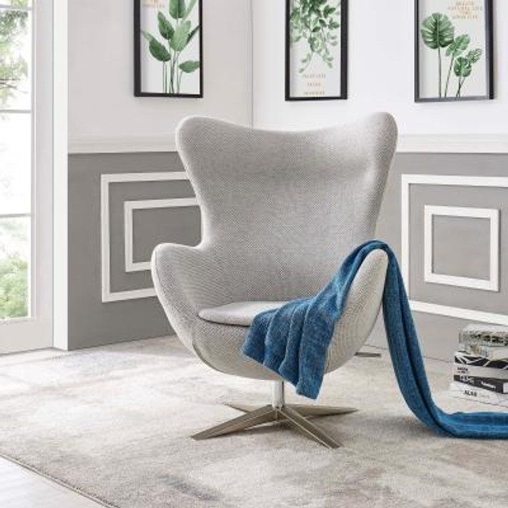 Maxwell Swivel Rocker Egg Chair Chrome Legs, Cardiff Gray