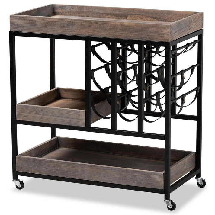 Lane Wine Cart in Charcoal and Black
