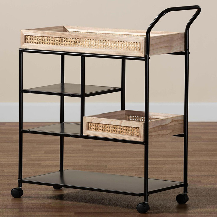 Cali Rattan Utility and Serving Cart