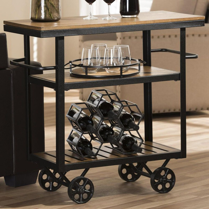 Kenroy Metal and Wood Mobile  Serving Cart