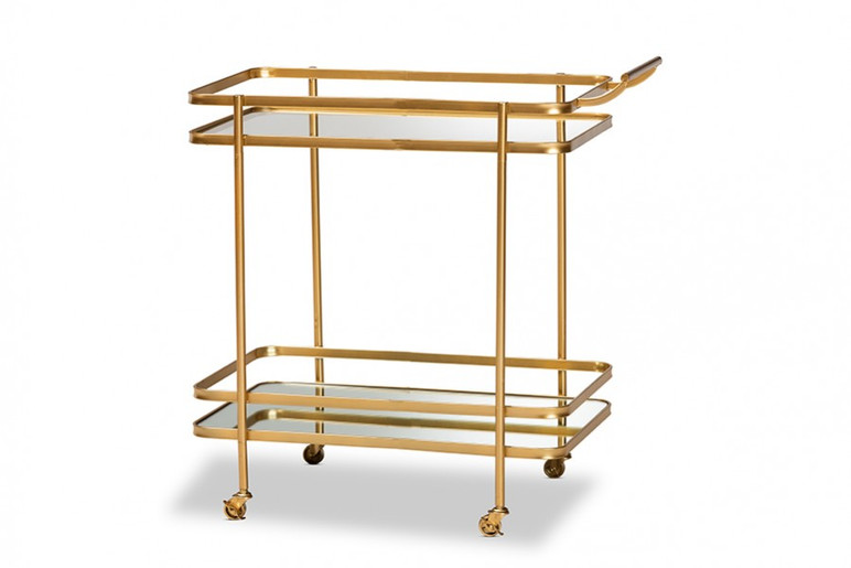 Destiny Brushed Gold 2-Tier Wine Cart